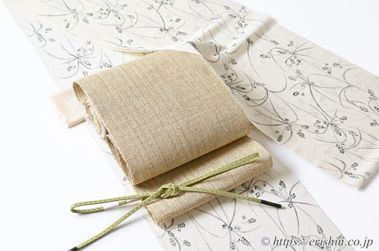 旬のお勧めコーディネート「素描のような夏小紋に葛布の帯を締めて」