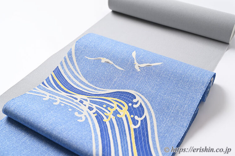 大村幸太郎　染名古屋帯（かもめに波）【夏・単衣】