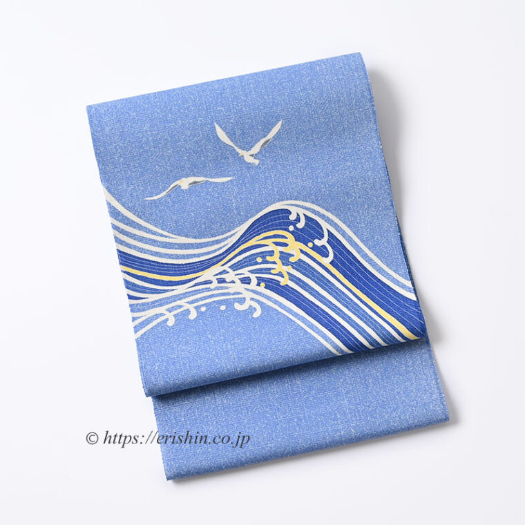 【夏・単衣】大村幸太郎　染名古屋帯（かもめに波）