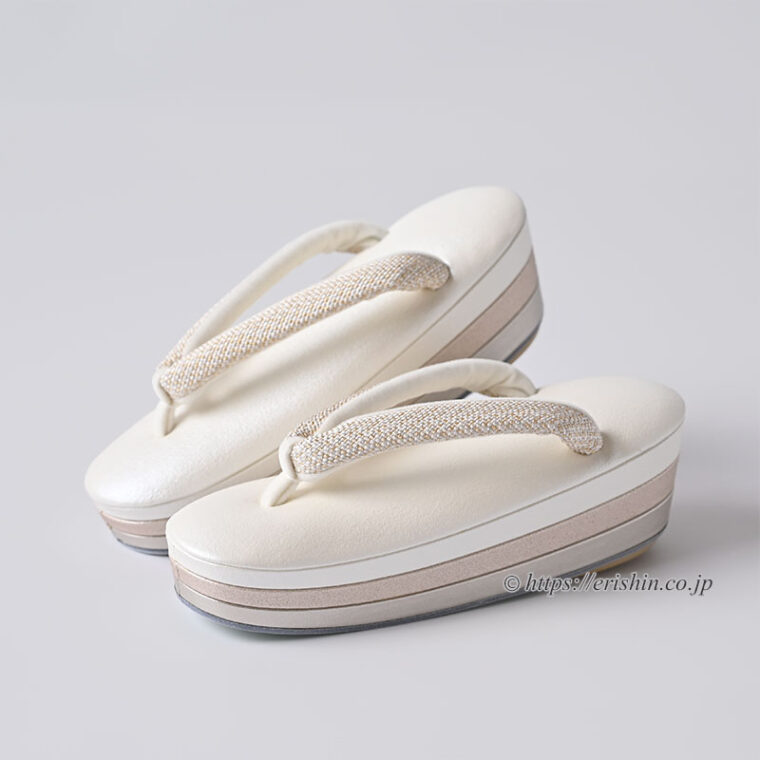 真綿入り草履（帆布三巻台＆本革plus×西陣織花緒）Mサイズ