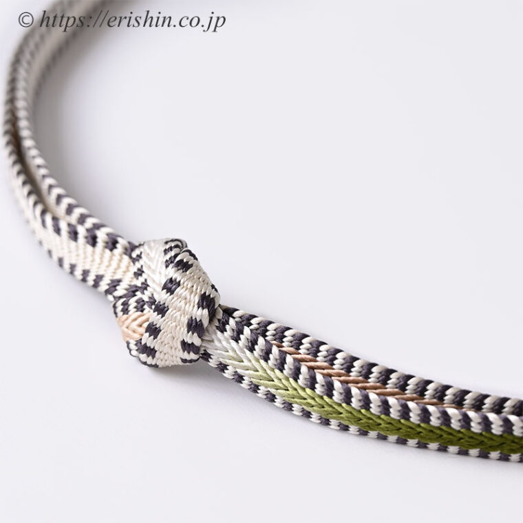 帯締め　綾竹台遠州組（苔色×団十郎茶）