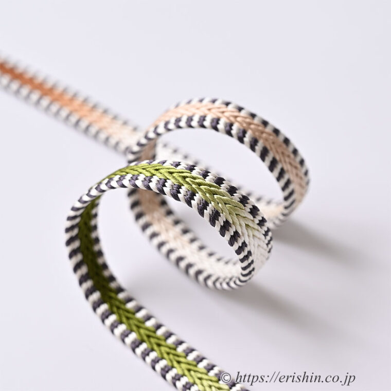 帯締め　綾竹台遠州組（苔色×団十郎茶）