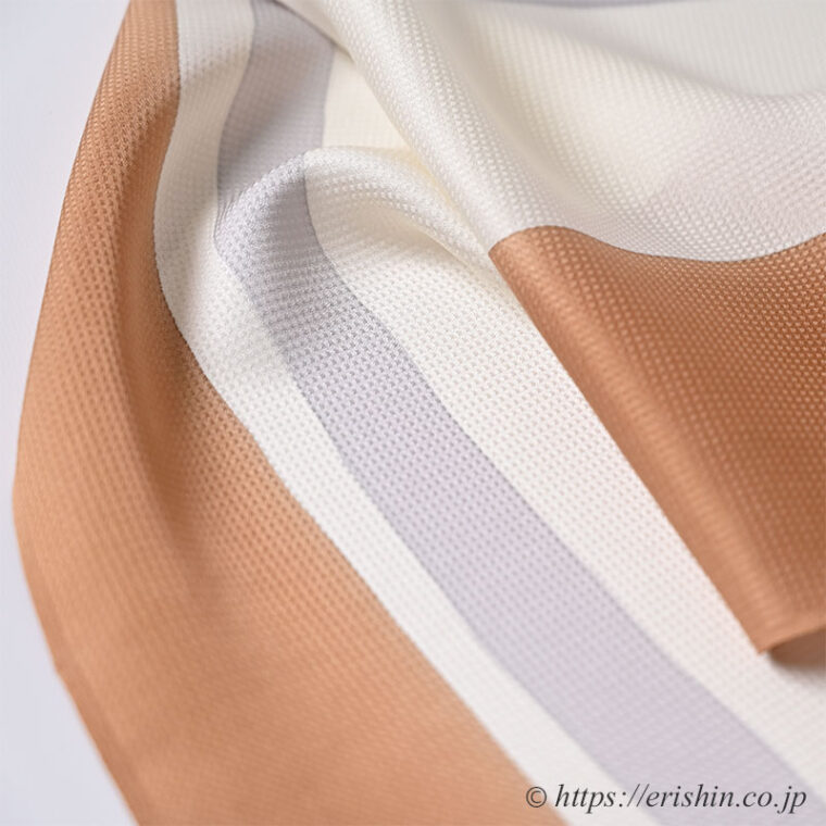 帯揚げ（手染めの縞/江戸茶色と暁鼠）「着物と帯・呉服えり新」