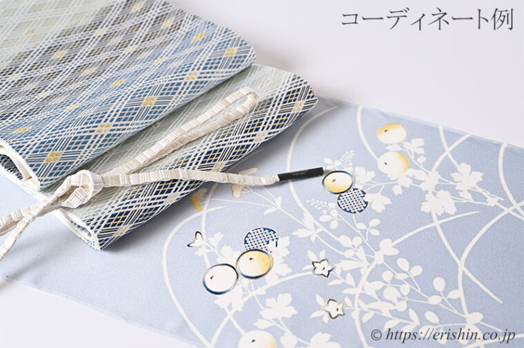 お勧めコーディネート「光琳菊の付下に截金菱文の袋帯で」