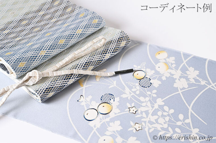 　旬のお勧めコーディネート「光琳菊の付下に截金菱文の袋帯で」