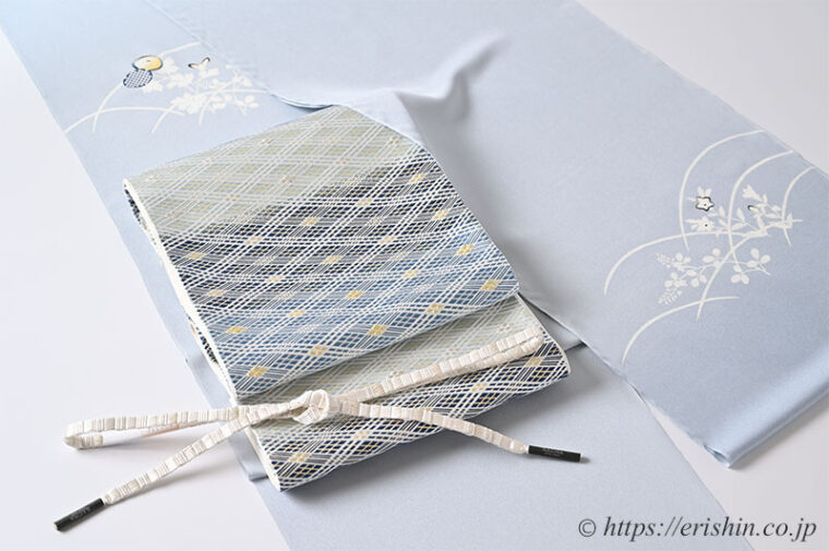 旬のお勧めコーディネート「光琳菊の付下に截金菱文の袋帯で」