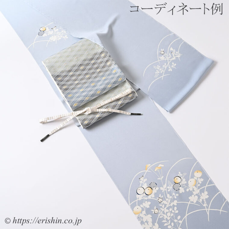 旬のお勧めコーディネート「光琳菊の付下に截金菱文の袋帯で」