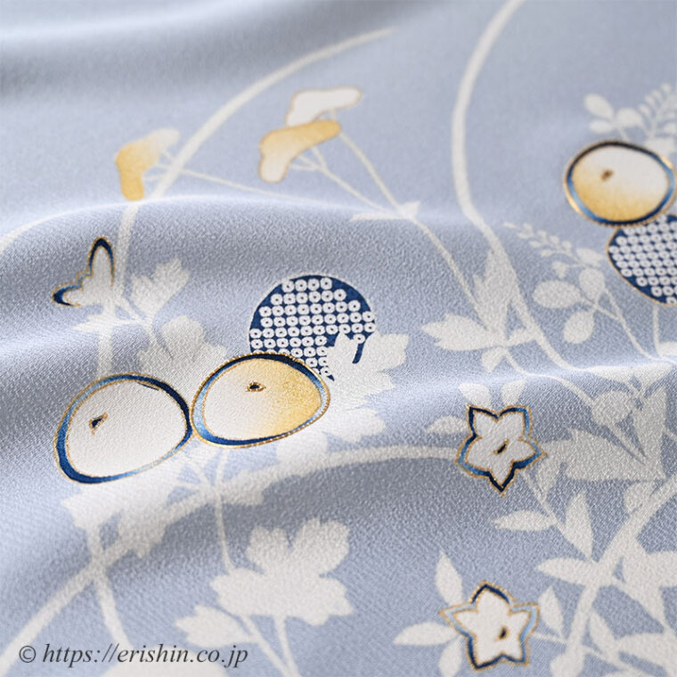 付下（光琳菊/浅縹色の暈し）「着物と帯・呉服えり新」」