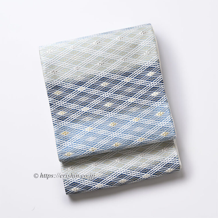 美術工芸 啓　袋帯（截金菱文/阿波蓼藍茎葉染の奏で）「着物と帯・呉服えり新」