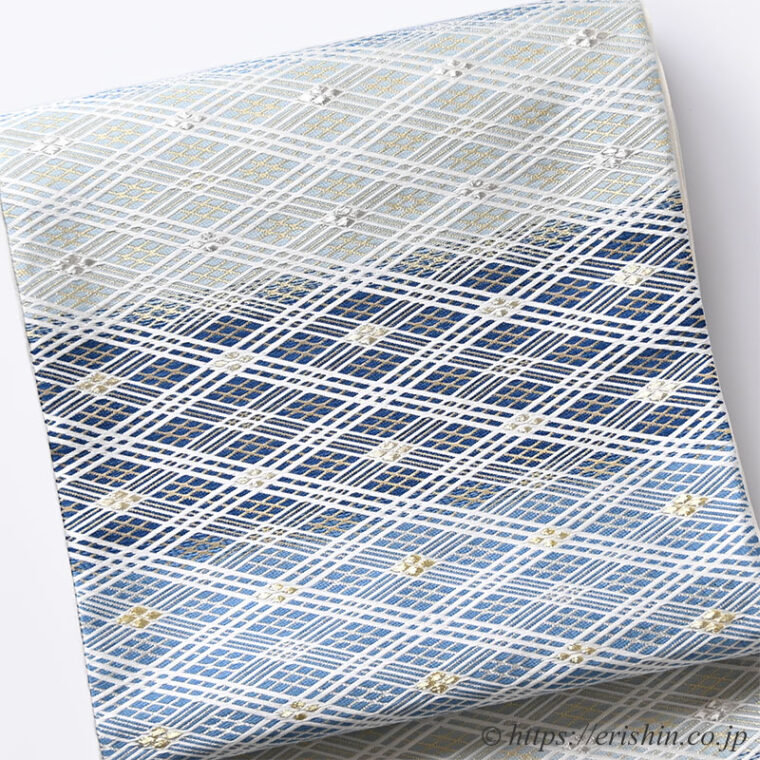 美術工芸 啓　袋帯（截金菱文/阿波蓼藍茎葉染の奏で）「着物と帯・呉服えり新」
