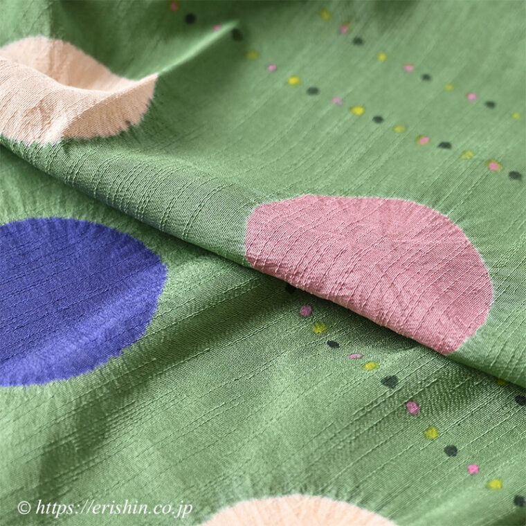 帯揚げ（三色の大小水玉/若竹色）