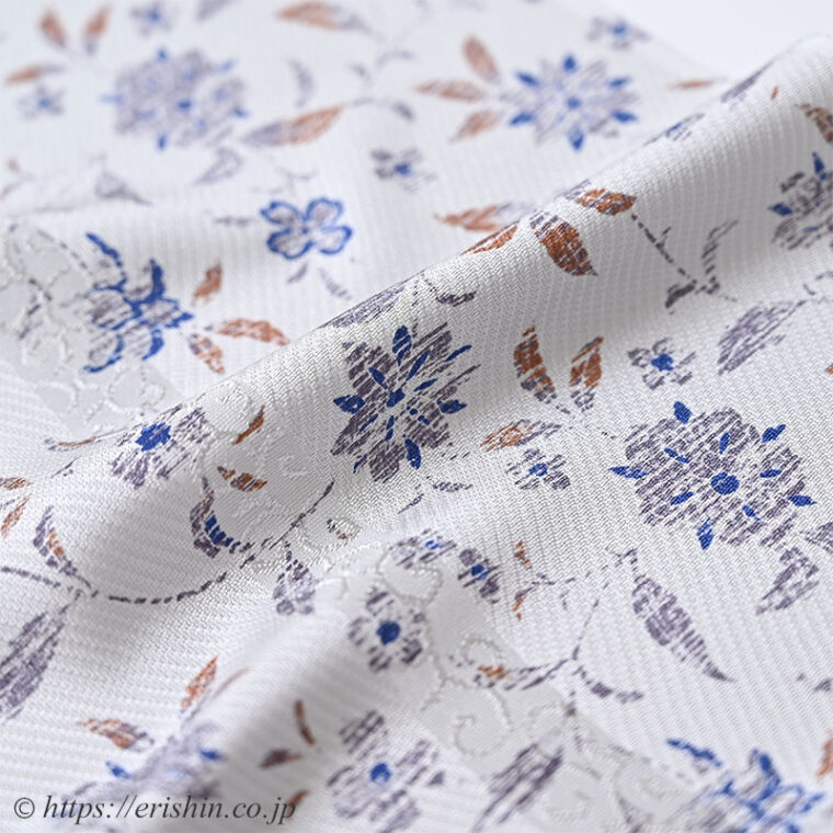 帯揚げ（古代花更紗/錫色）「着物と帯・呉服えり新」