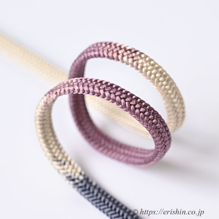 帯締め　平唐組（白茶色に桔梗鼠と小豆茶色）「着物と帯・呉服えり新」