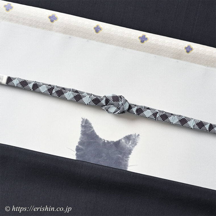 旬のお勧めコーディネート「森健持さんの風見猫の染帯に芝崎圭一さんの座繰紬」