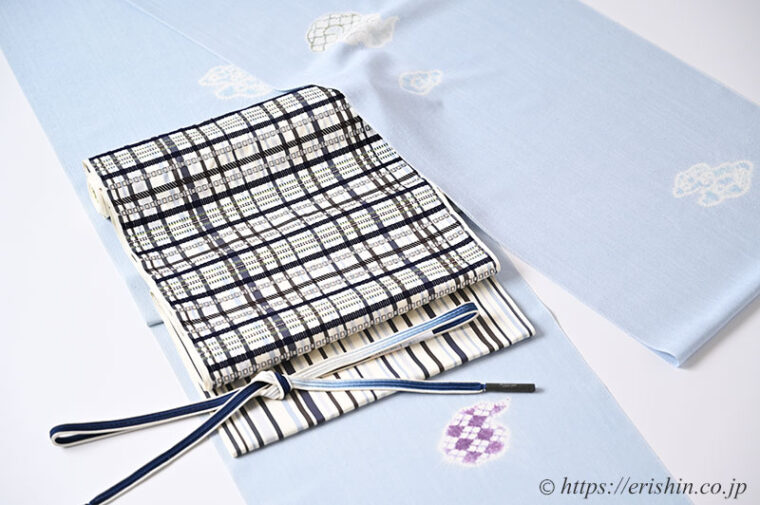 旬のお勧めコーディネート「森健持作 霊芝雲の小紋に洛風林 格子の帯」