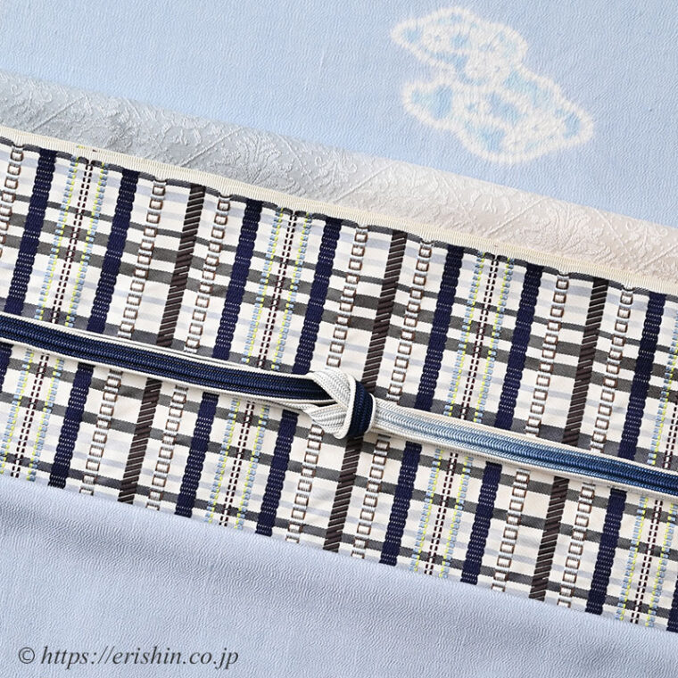 旬のお勧めコーディネート「森健持作 霊芝雲の小紋に洛風林 格子の帯」