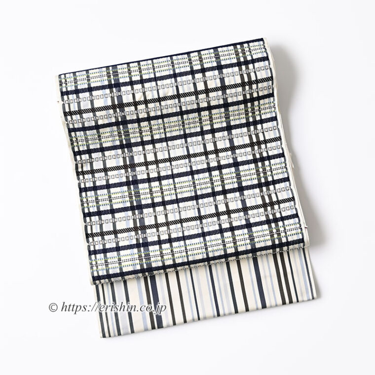 洛風林　九寸織名古屋帯（格子・縞）「着物と帯・呉服えり新」