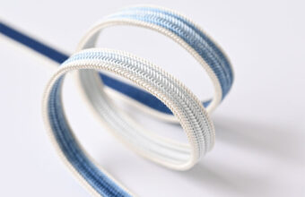 帯締め　綾竹組（双葉手先暈し/白に紺色）「着物と帯・呉服えり新」