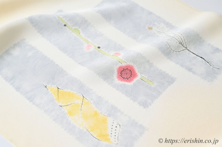 森健持 染名古屋帯(目出度き哉・辻ケ花/塩瀬)「着物と帯・呉服えり新」