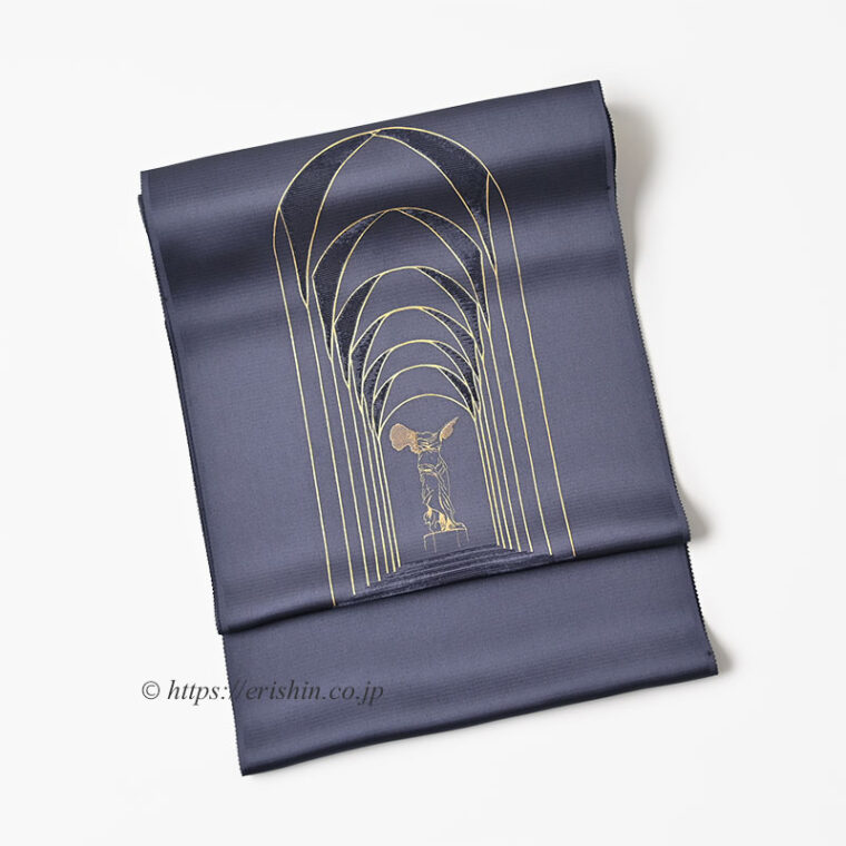 染名古屋帯（聖堂/切りビロード・滅紫〔けしむらさき〕）「着物と帯・呉服えり新」