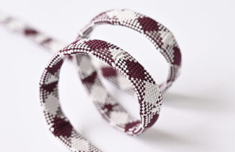 帯締め　内記組（ダイヤ柄/白×葡萄茶）「着物と帯・呉服えり新」