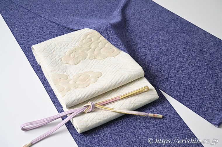 旬のお勧めコーディネート「小宮康正氏の江戸小紋に瑞雲の袋帯」