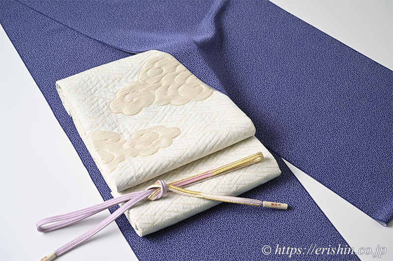 旬のお勧めコーディネート「小宮康正氏の江戸小紋に瑞雲の袋帯」