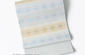 下井伸彦　九寸織名古屋帯（下井紬・暈し横段/紬地）「着物と帯・呉服えり新」