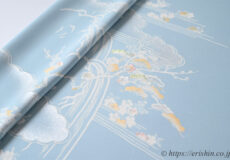 付下（御所解き/白揚げを御馳走に淡彩で・白群色）