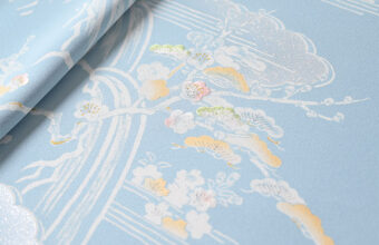 付下（御所解き/白揚げを御馳走に淡彩で・白群色）「着物と帯・呉服えり新」