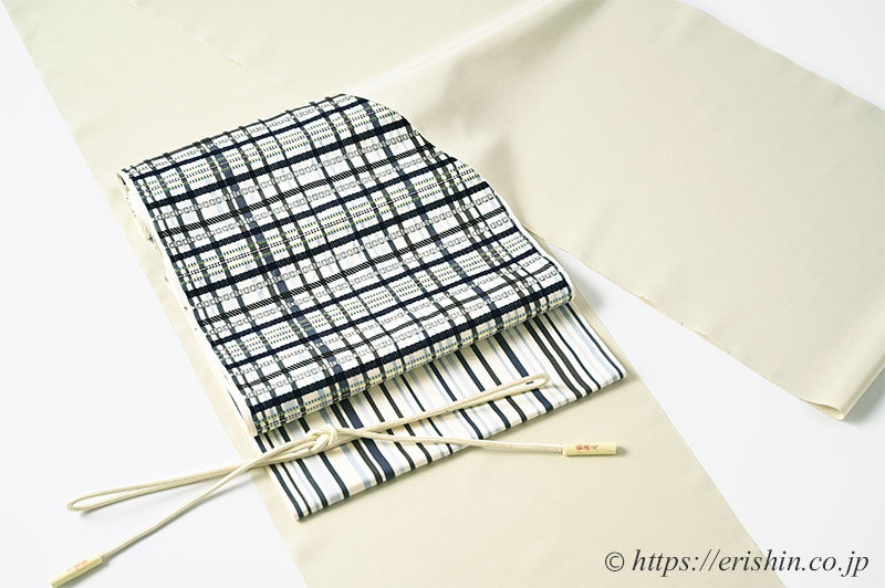 旬のお勧めコーディネート「芝崎圭一座繰紬無地に洛風林の織名古屋帯」