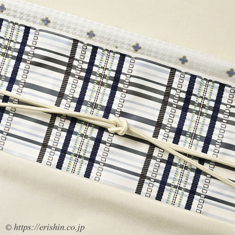 旬のお勧めコーディネート「芝崎圭一座繰紬無地に洛風林の織名古屋帯」