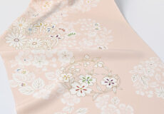 小紋（百花彩り花丸文/淡い鴇色）工芸キモノ野口「着物と帯・呉服えり新」