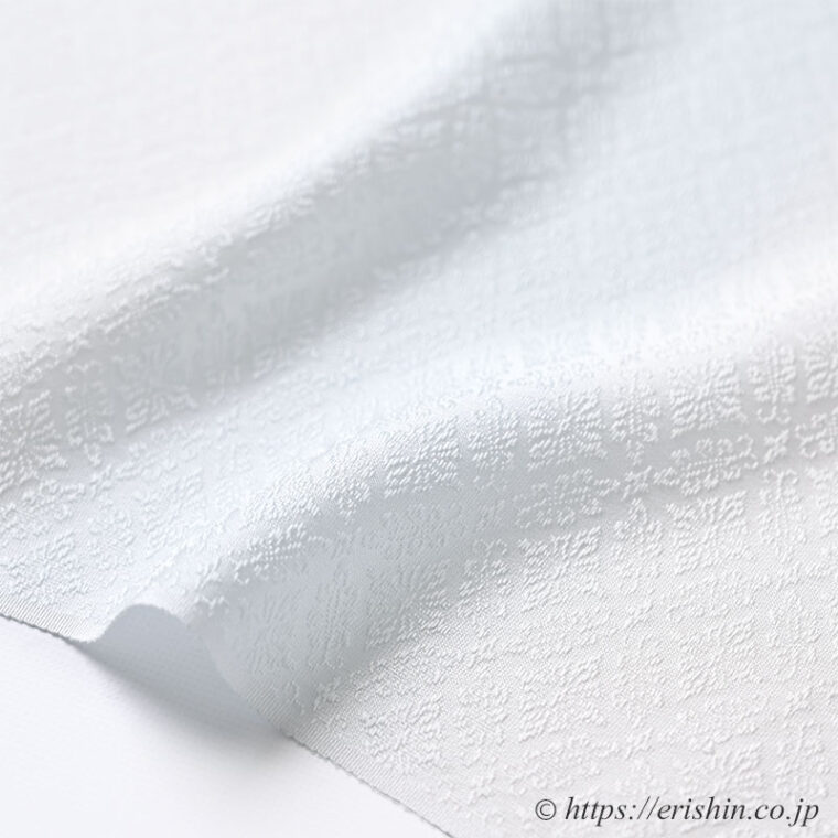 帯揚げ（小葵菱文/白に白藍色の濃淡暈し段）「着物と帯・呉服えり新」