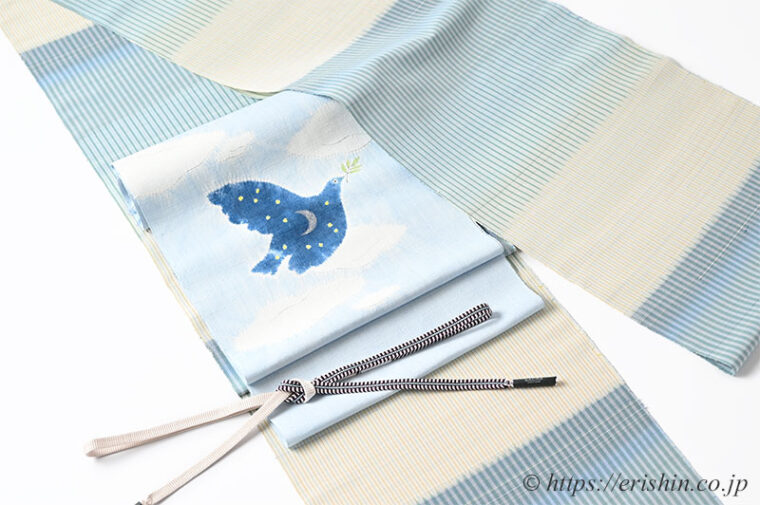 旬のお勧めコーディネート「森健持作染帯に芝崎圭一さんの多色暈し段」