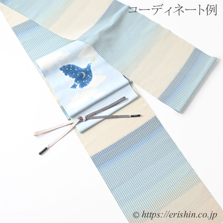 旬のお勧めコーディネート「森健持作染帯に芝崎圭一さんの多色暈し段」