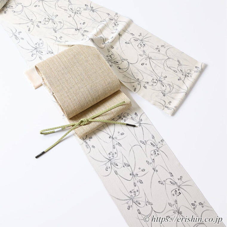 葛布の帯を夏小紋に合わせた組み合わせ