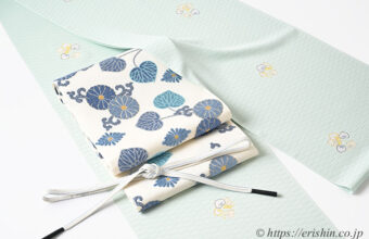 旬のお勧めコーディネート「葵尽くし　葵の丸文の小紋に菊葵文の袋帯」