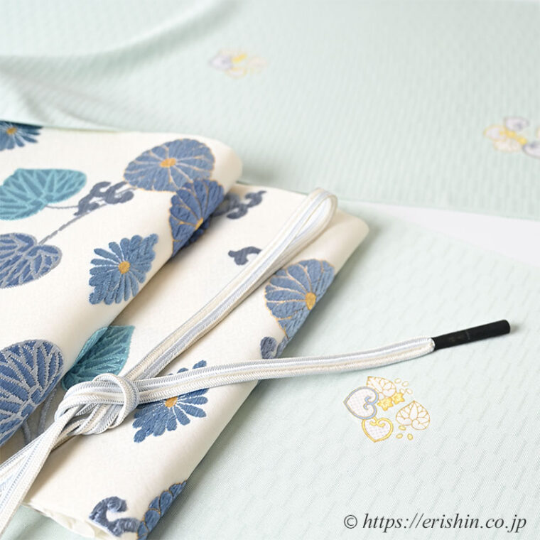 旬のお勧めコーディネート「葵尽くし　葵の丸文の小紋に菊葵文の袋帯」