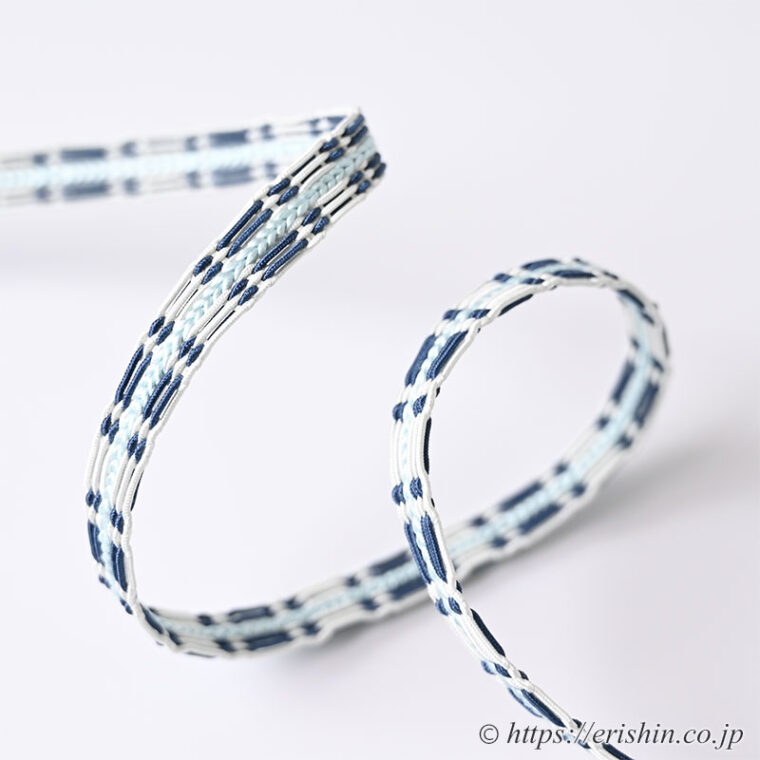 帯締め　綾竹段レース組（特甲レース/縹色×秘色色）[夏・単衣向]「着物と帯・呉服えり新」