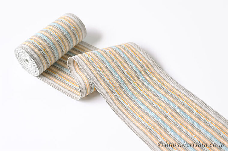 首里道屯織半幅帯（空五倍子色に浅縹）「着物と帯・呉服えり新」
