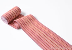 首里道屯織半幅帯（蘇芳色の濃淡に淡黄色）「着物と帯・呉服えり新」