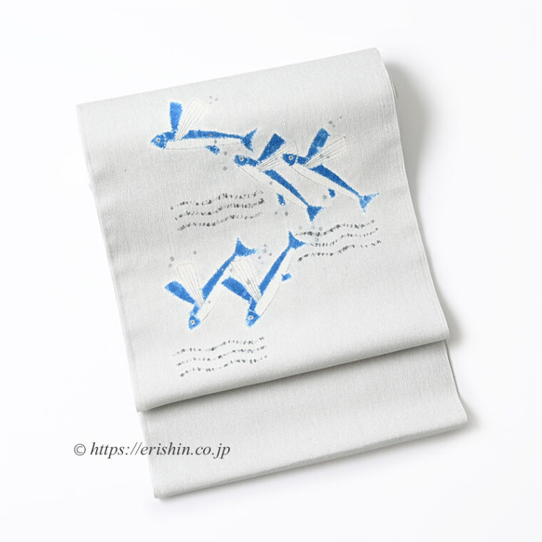 森健持　染名古屋帯（トビウオ・辻ヶ花/夏紬地）[夏・単衣向]「着物と帯・呉服えり新」