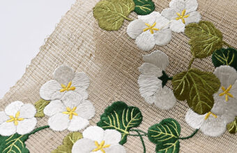 刺繍名古屋帯（夕顔/夏紬地）[夏・単衣向]「着物と帯・呉服えり新」