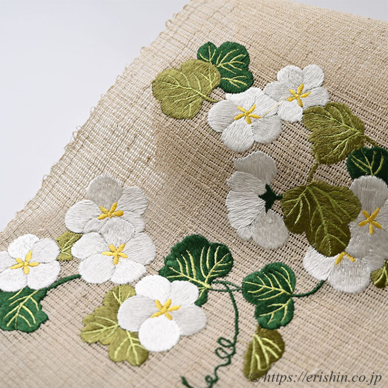 刺繍名古屋帯（夕顔/夏紬地）[夏・単衣向]「着物と帯・呉服えり新」
