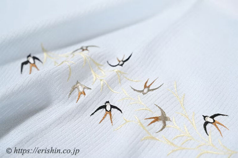 帯揚げ（柳に燕/薄水色・変わり絽）[夏・単衣向]「着物と帯・呉服えり新」