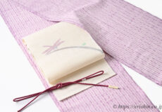 旬のお勧めコーディネート「片貝絞りに蜻蛉の麻八寸名古屋帯」