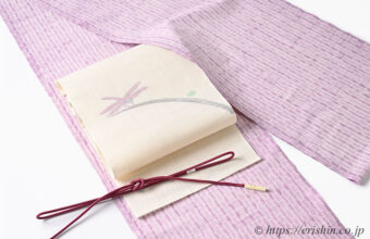 旬のお勧めコーディネート「片貝絞りに蜻蛉の麻八寸名古屋帯」