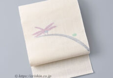 八寸織名古屋帯（蜻蛉・生成地/麻）[夏・単衣向]