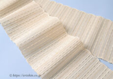 誉田屋源兵衛　半幅帯（芭蕉段織/生成色・白と金の縞）「着物と帯・呉服えり新」